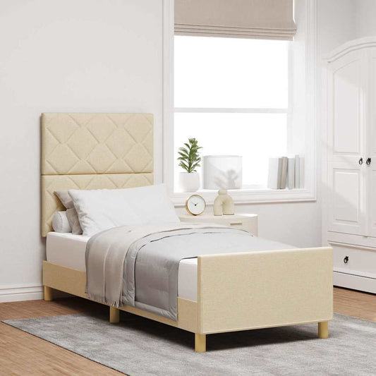Bedframe met hoofdeinde Crème 80 x 200 cm Stof is nu te koop bij PeponiXL, paradijselijk wonen!