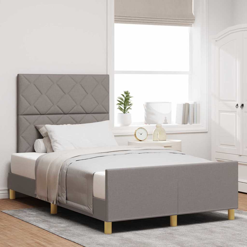 Bedframe met hoofdeinde Taupe 120 x 190 cm Stof is nu te koop bij PeponiXL, paradijselijk wonen!