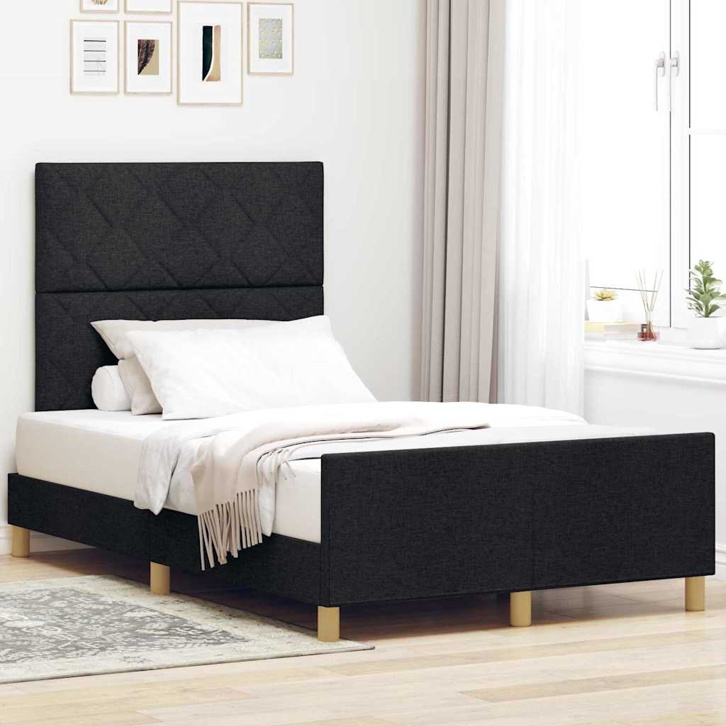 Bedframe met hoofdeinde Zwart 120 x 200 cm Stof is nu te koop bij PeponiXL, paradijselijk wonen!
