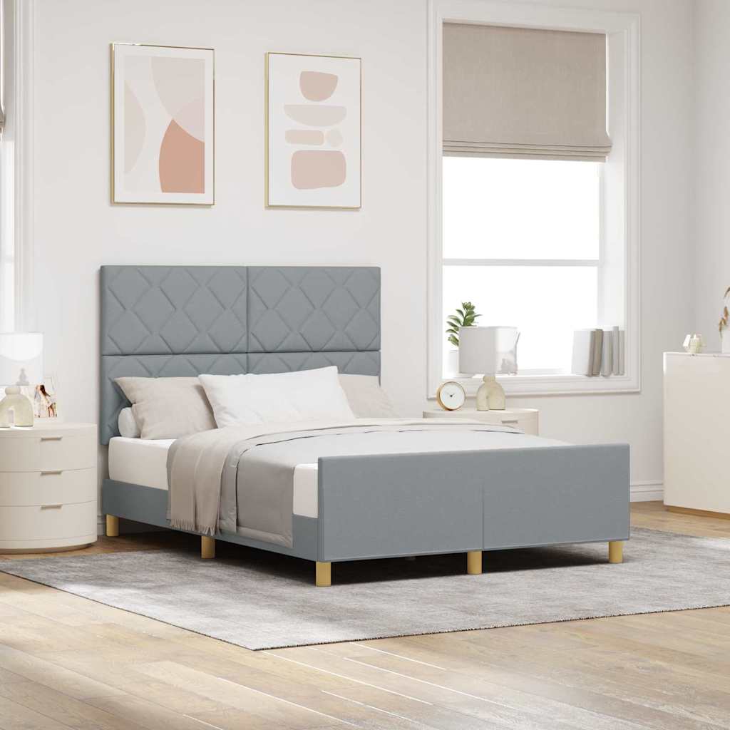 Bedframe met hoofdeinde Lichtgrijs 140 x 200 cm Stof is nu te koop bij PeponiXL, paradijselijk wonen!