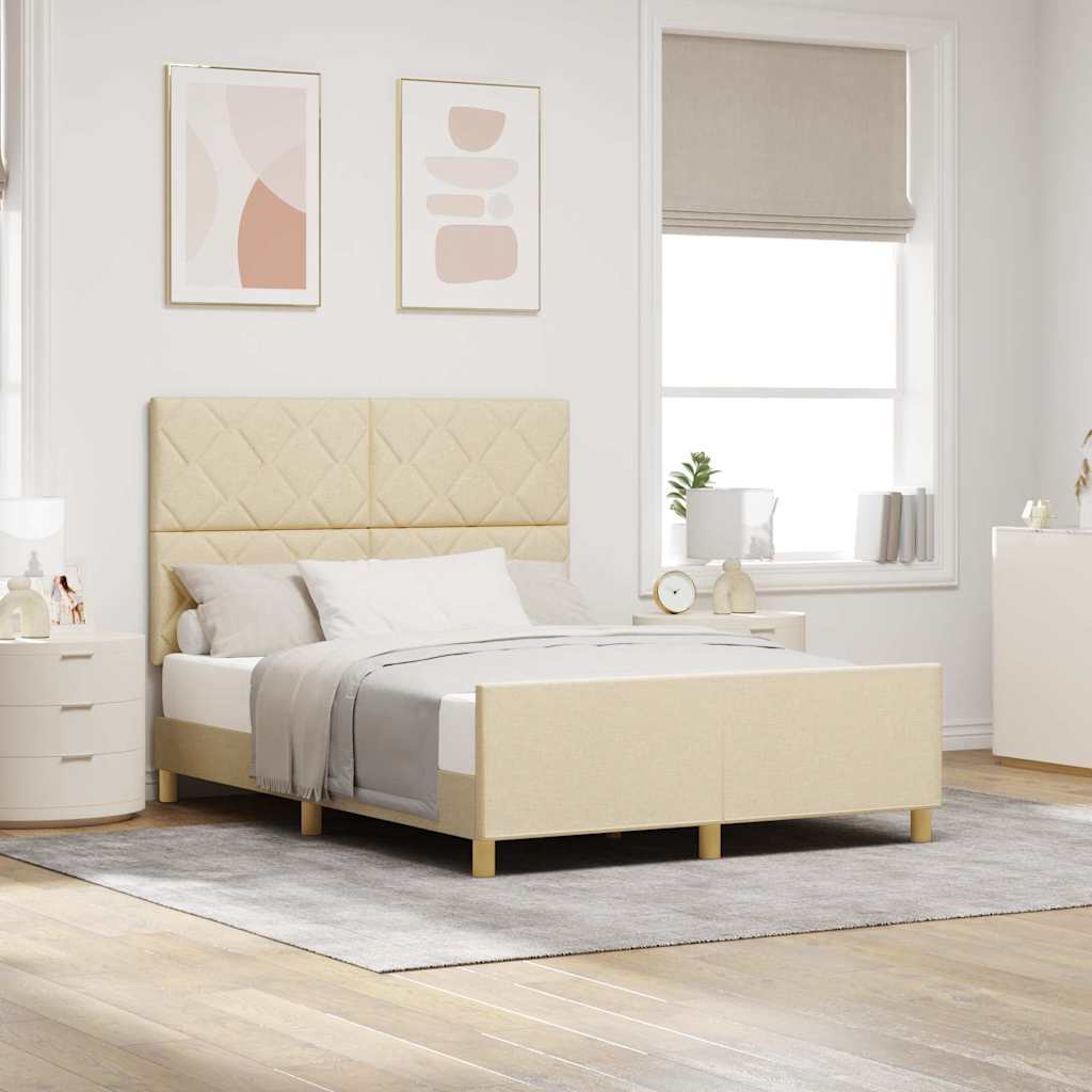 Bedframe met hoofdeinde Crème 140 x 200 cm Stof is nu te koop bij PeponiXL, paradijselijk wonen!