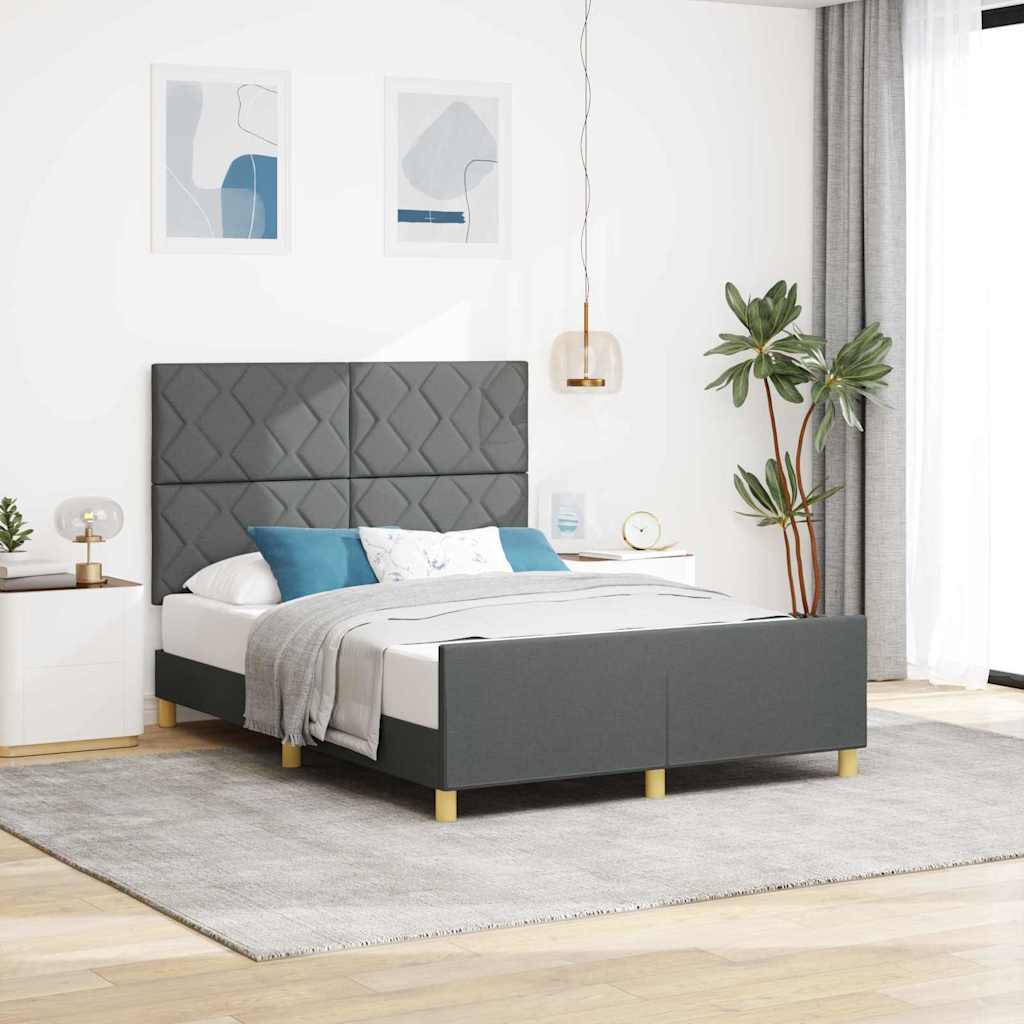 Bedframe met hoofdeinde Donkergrijs 160 x 200 cm Stof is nu te koop bij PeponiXL, paradijselijk wonen!