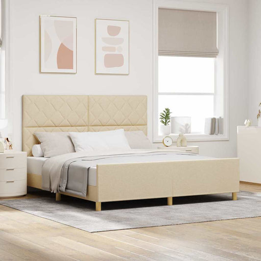 Bedframe met hoofdeinde Crème 180 x 200 cm Stof is nu te koop bij PeponiXL, paradijselijk wonen!