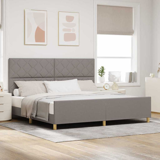 Bedframe met hoofdeinde Taupe 200 x 200 cm Stof is nu te koop bij PeponiXL, paradijselijk wonen!