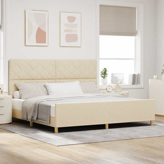 vidaXL Bedframe met hoofdeinde Crème 200 x 200 cm Stof