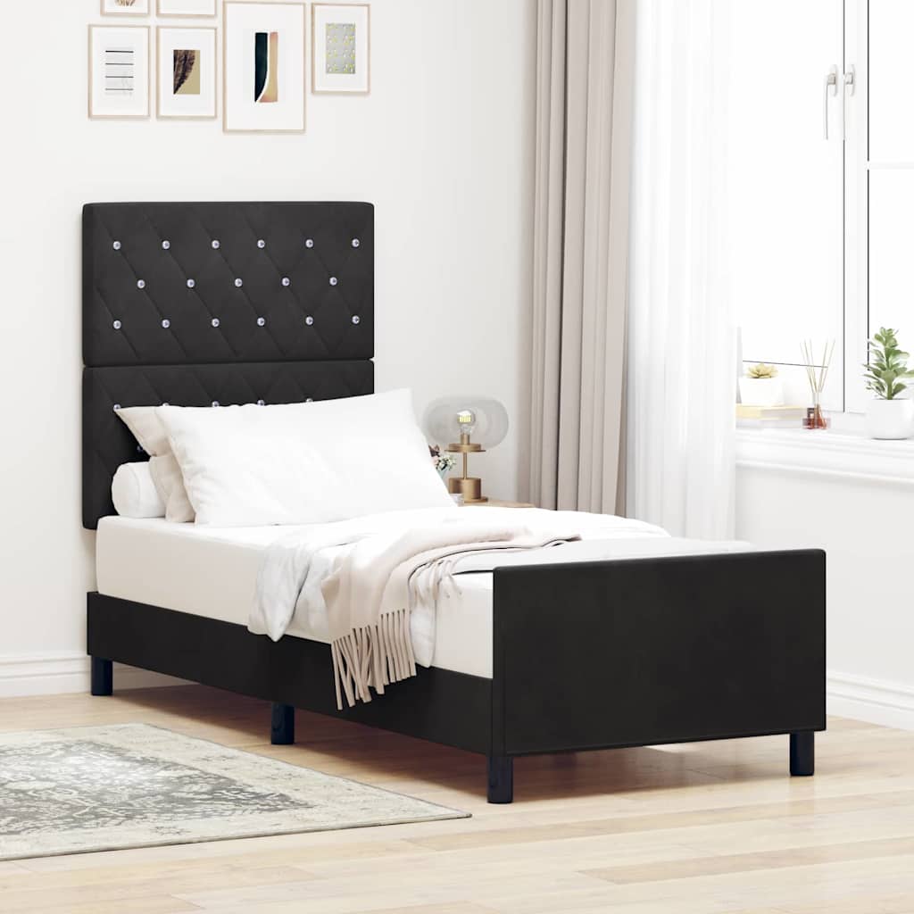 Boxspringbed met hoofdeinde Zwart 80 x 200 cm Fluweel is nu te koop bij PeponiXL, paradijselijk wonen!