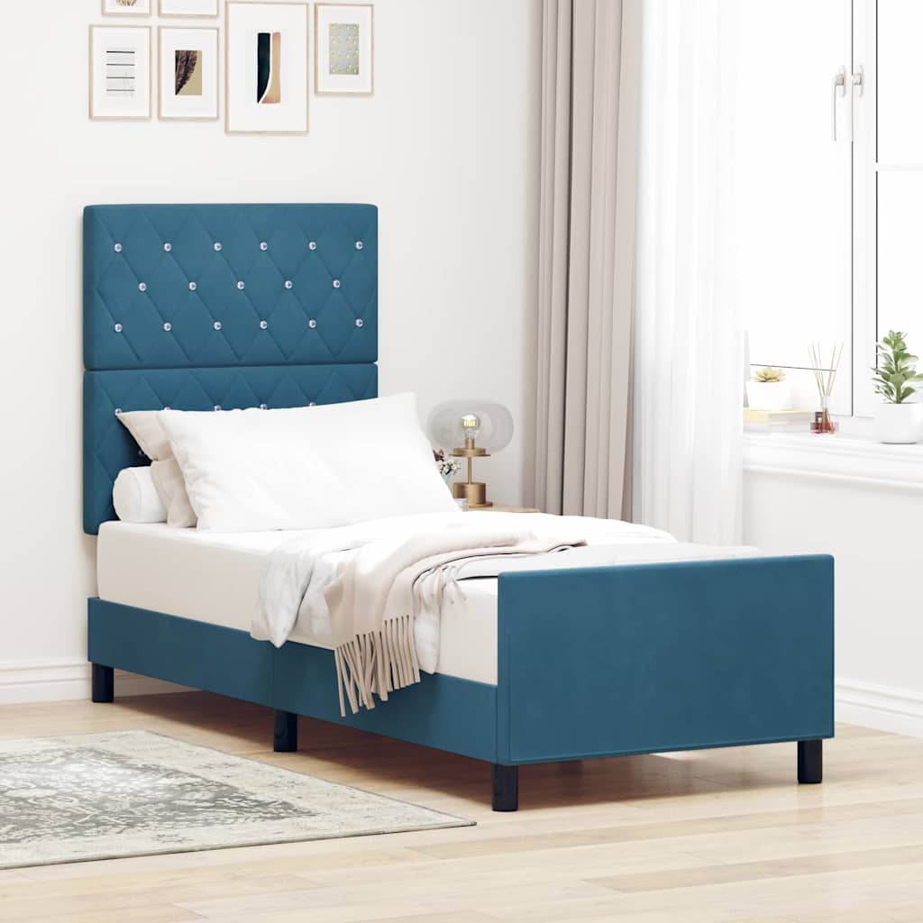 vidaXL Boxspringbed met hoofdeinde Donkerblauw 80 x 200 cm Fluweel