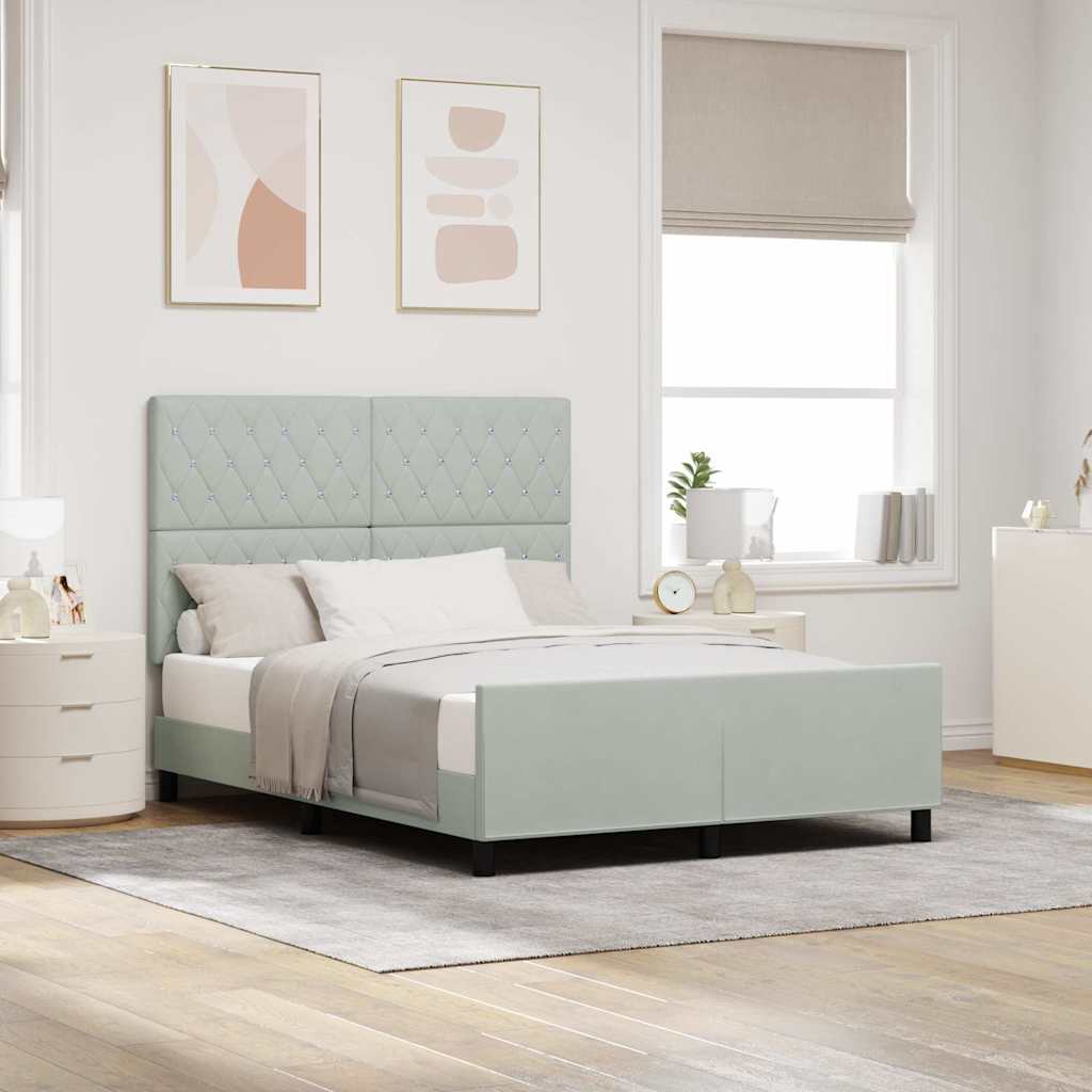 Boxspringbed met hoofdeinde Lichtgrijs 160 x 200 cm Fluweel is nu te koop bij PeponiXL, paradijselijk wonen!