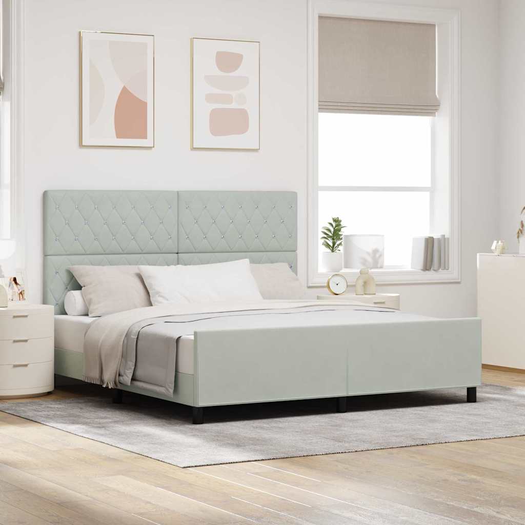 Boxspringbed met hoofdeinde Lichtgrijs 180 x 200 cm Fluweel is nu te koop bij PeponiXL, paradijselijk wonen!