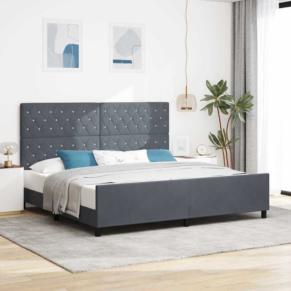 Boxspringbed met hoofdeinde Donkergrijs 200 x 200 cm Fluweel is nu te koop bij PeponiXL, paradijselijk wonen!