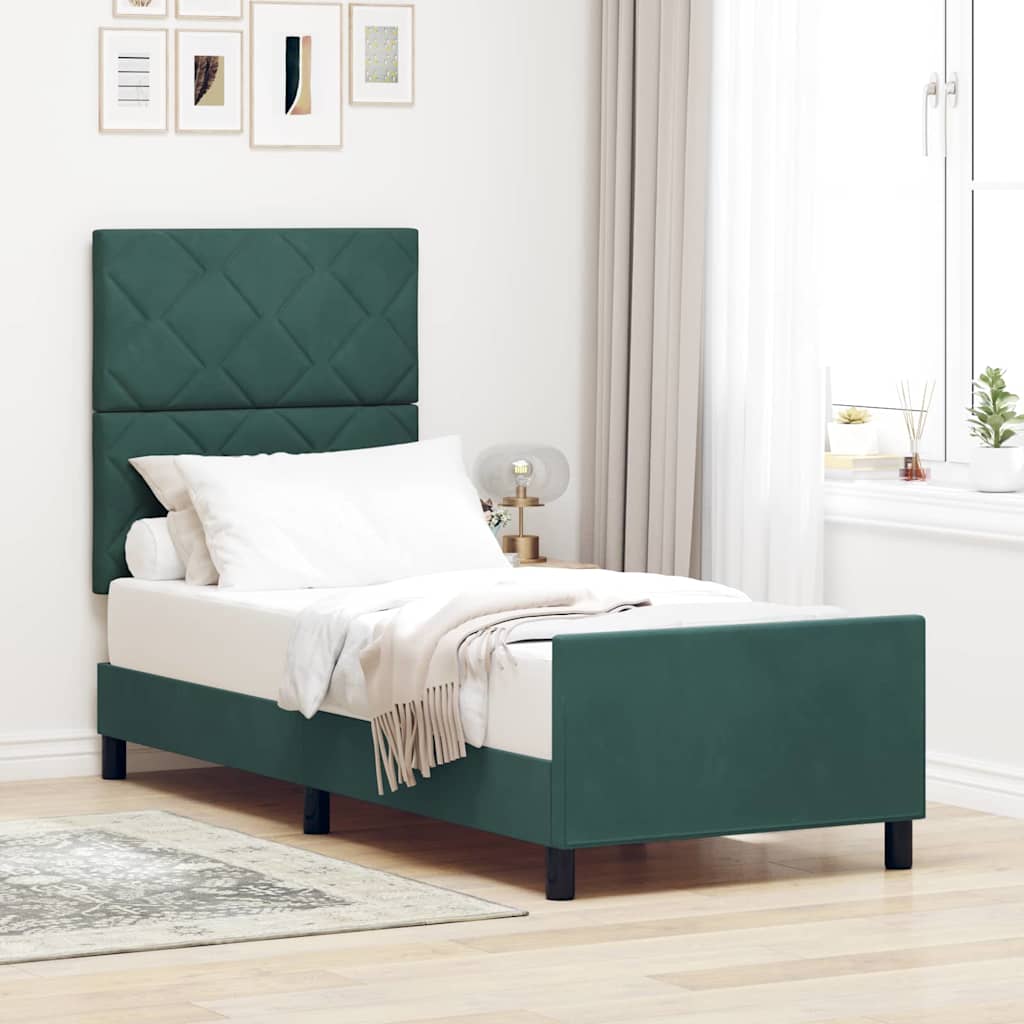 Boxspringbed met hoofdeinde Donkergroen 80 x 200 cm Fluweel is nu te koop bij PeponiXL, paradijselijk wonen!