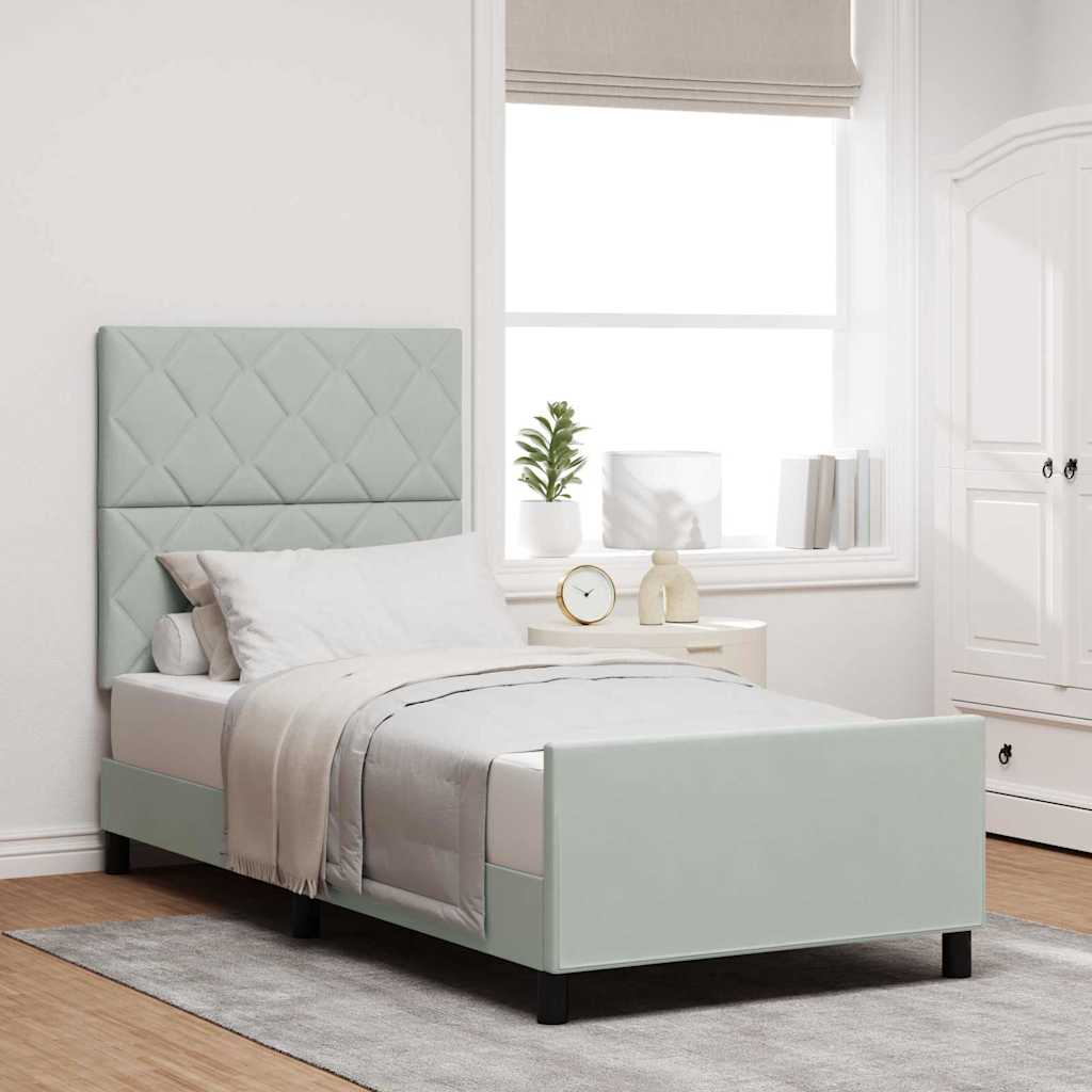 Boxspringbed met hoofdeinde Lichtgrijs 100 x 200 cm Fluweel is nu te koop bij PeponiXL, paradijselijk wonen!