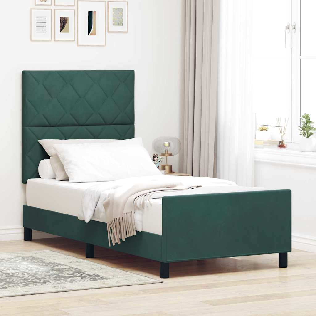 Boxspringbed met hoofdeinde Donkergroen 100 x 200 cm Fluweel is nu te koop bij PeponiXL, paradijselijk wonen!