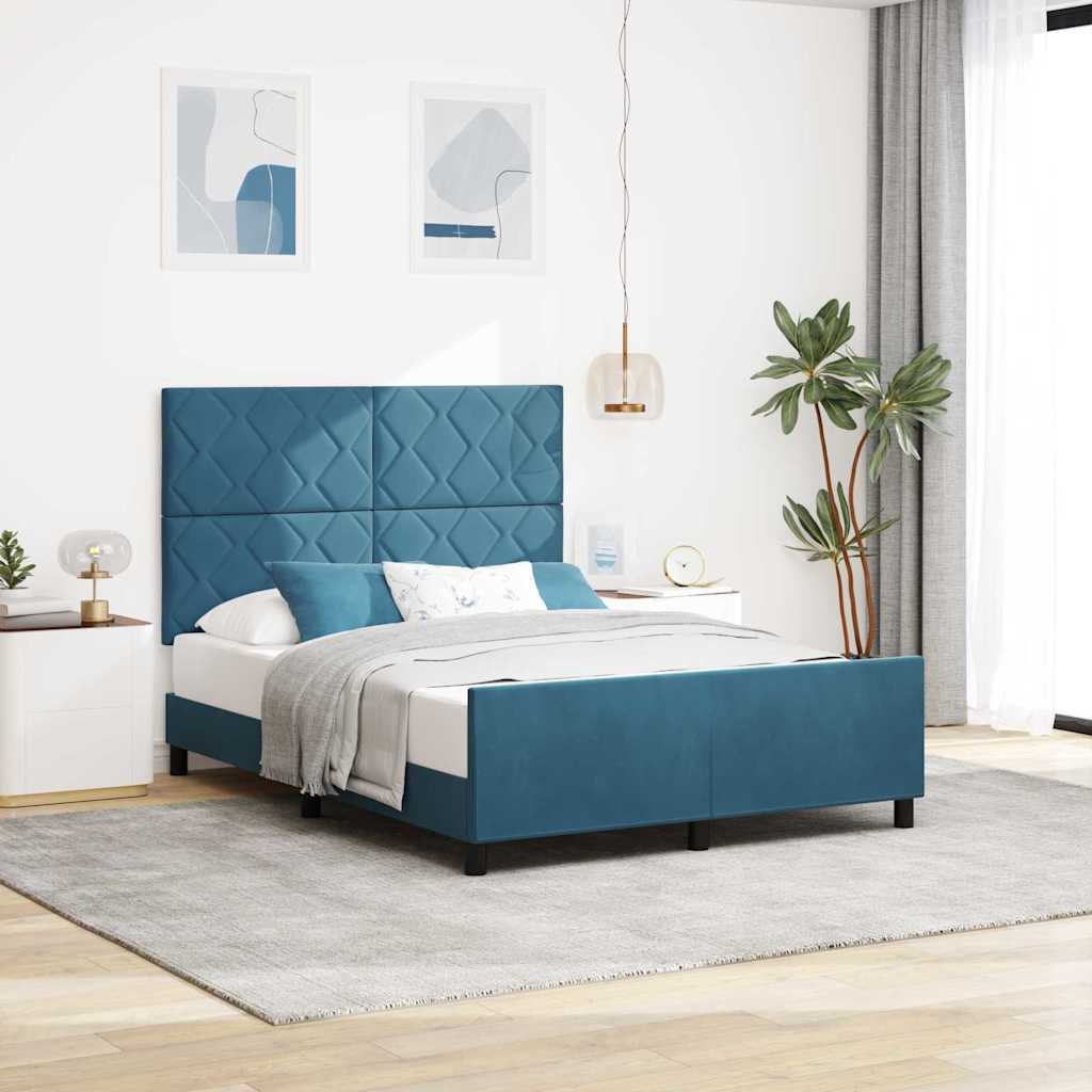 Boxspringbed met hoofdeinde Donkerblauw 140 x 190 cm Fluweel is nu te koop bij PeponiXL, paradijselijk wonen!