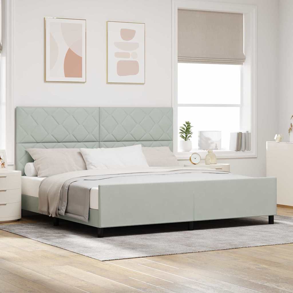 Boxspringbed met hoofdeinde Lichtgrijs 200 x 200 cm Fluweel is nu te koop bij PeponiXL, paradijselijk wonen!