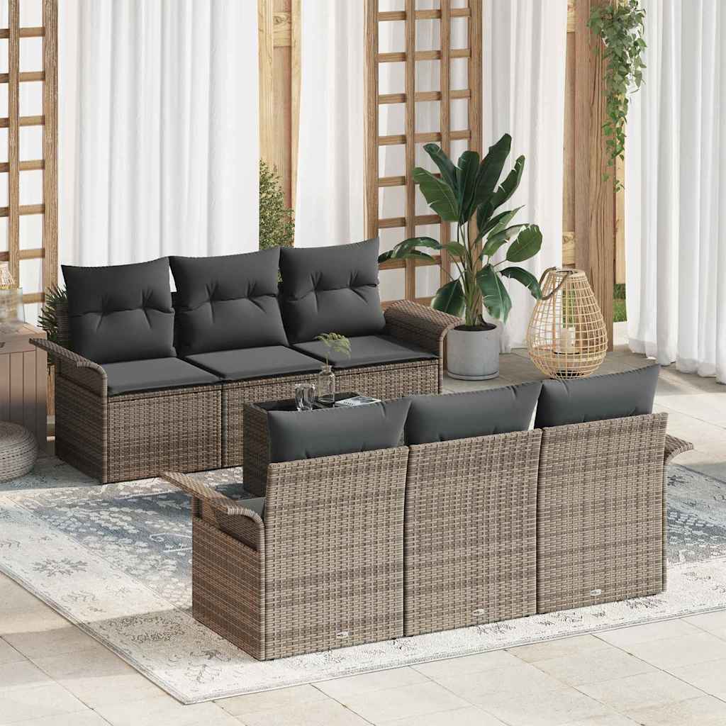 Tuinbankenset met kussen met opslag 7 pcs Grijs poly rattan is nu te koop bij PeponiXL, paradijselijk wonen!