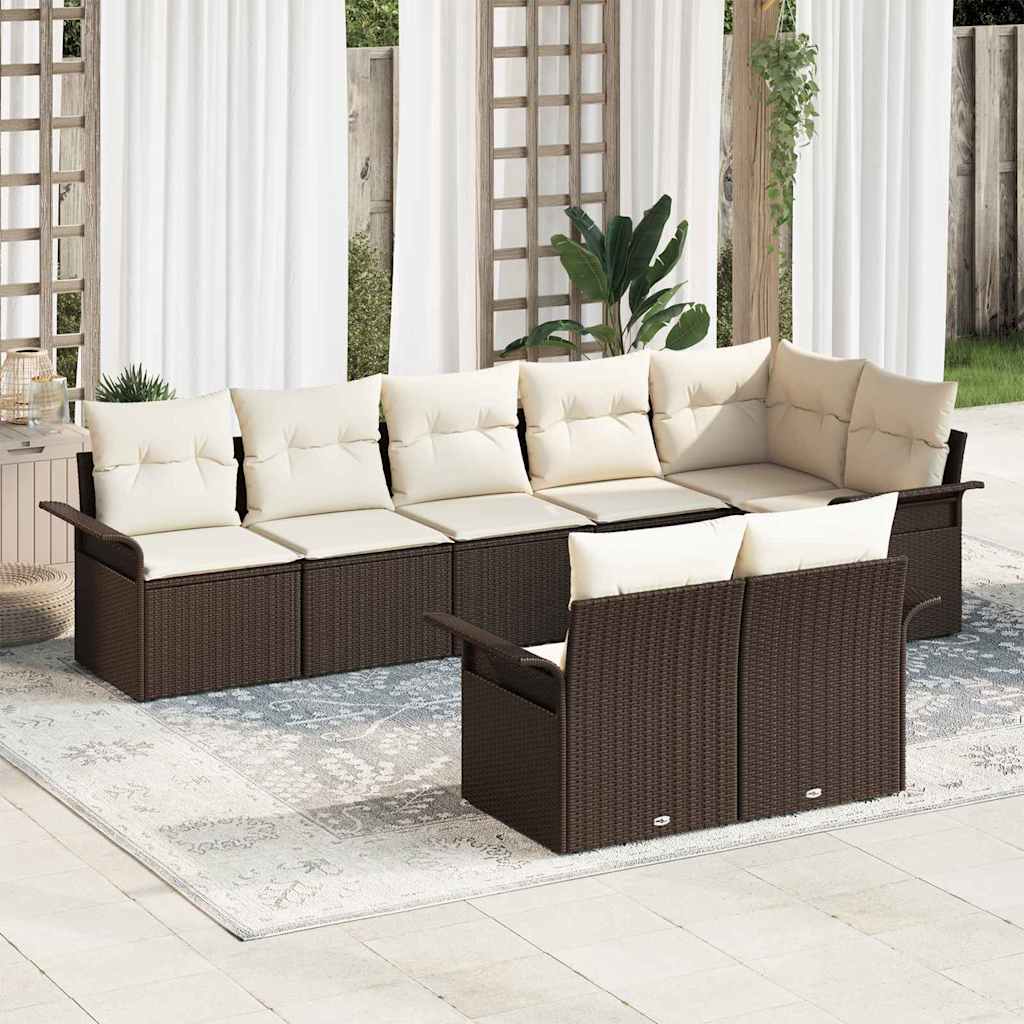 Tuin Sofa Set met opslag 8 pcs Bruin poly rattan is nu te koop bij PeponiXL, paradijselijk wonen!