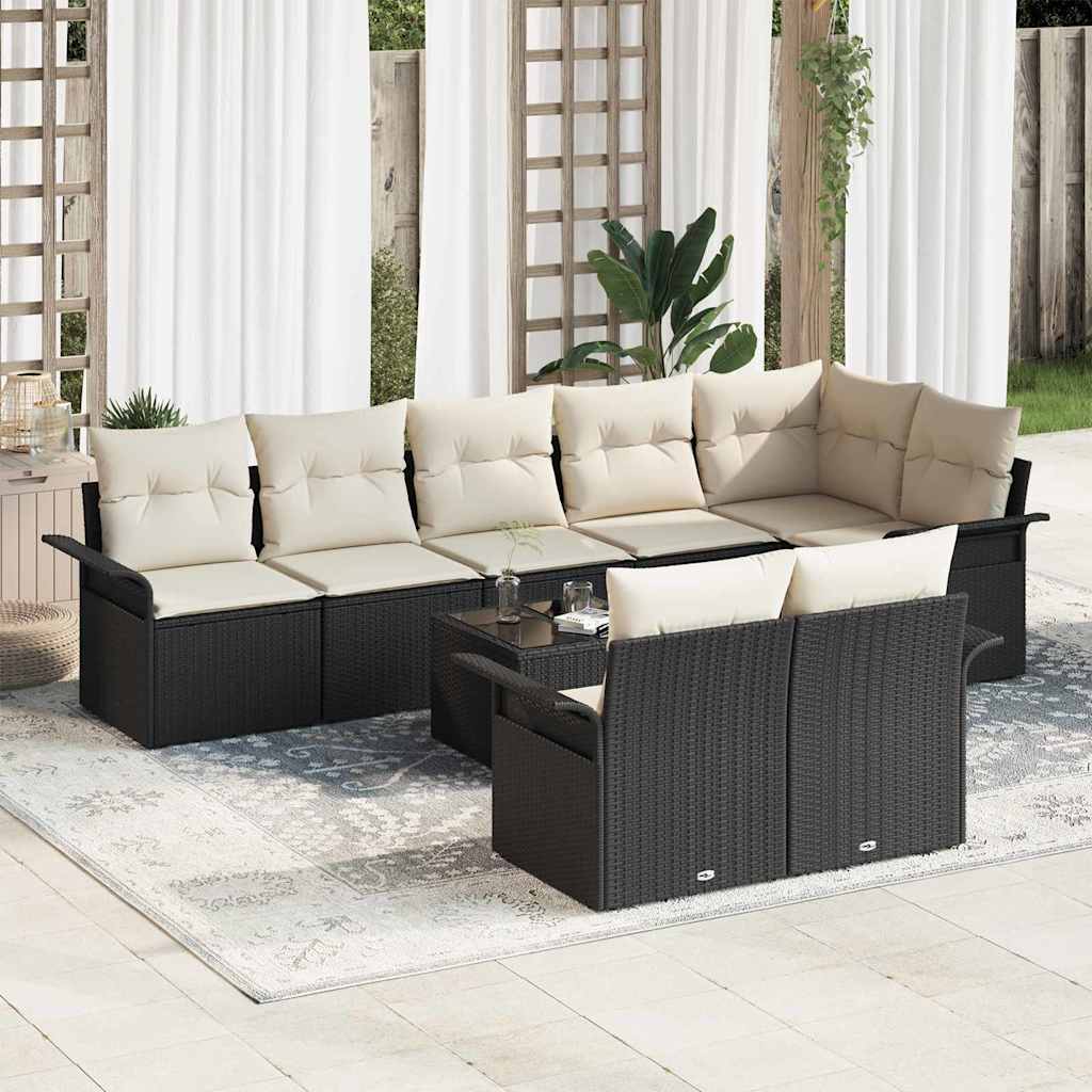 Tuin Sofa Set met opslag 9 pcs Zwart poly rattan is nu te koop bij PeponiXL, paradijselijk wonen!