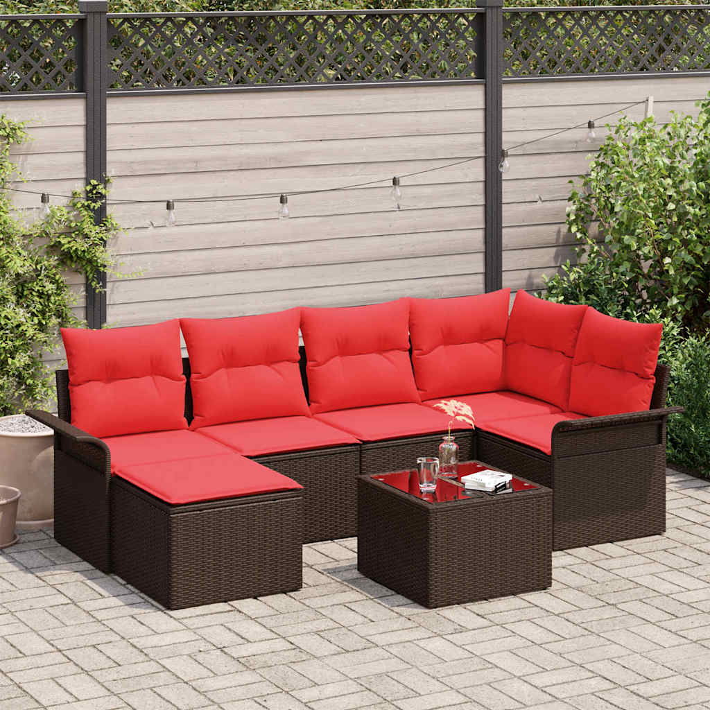 Tuin Sofa Set met opslag 7 pcs Bruin poly rattan is nu te koop bij PeponiXL, paradijselijk wonen!