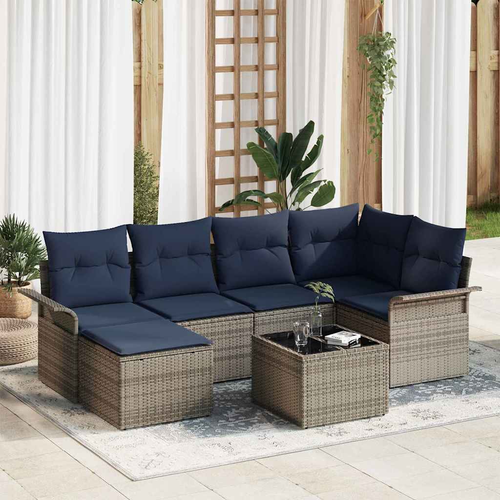 Tuin Sofa Set met opslag 7 pcs Grijs poly rattan is nu te koop bij PeponiXL, paradijselijk wonen!