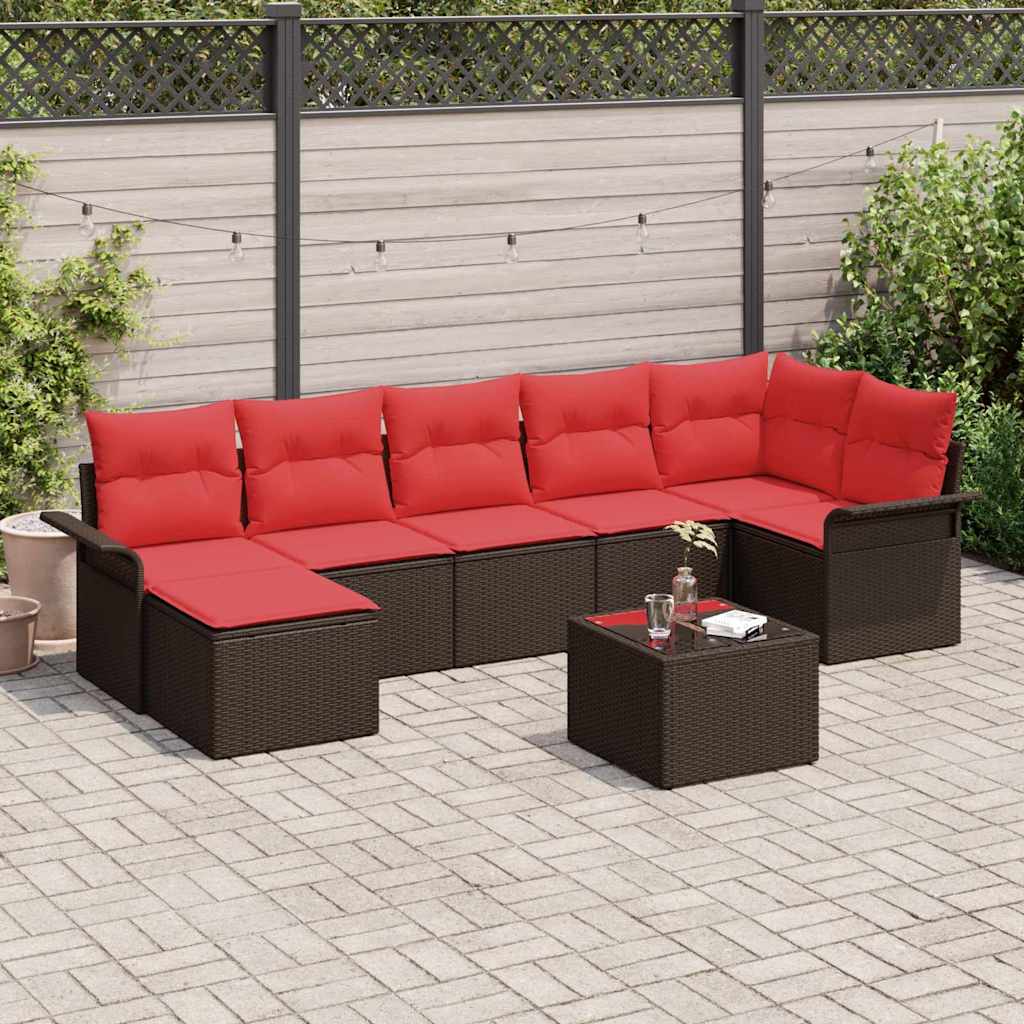Tuin Sofa Set met opslag 8 pcs Bruin poly rattan is nu te koop bij PeponiXL, paradijselijk wonen!