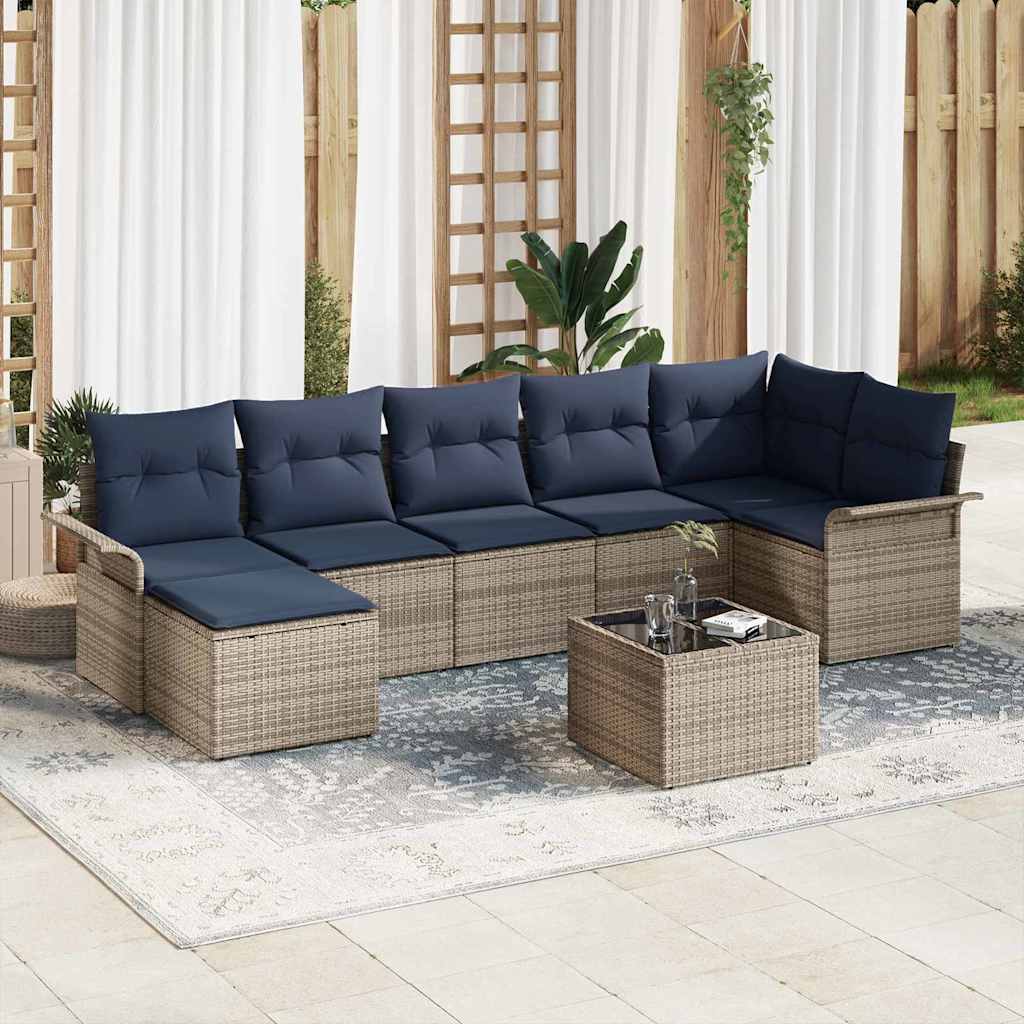 Tuin Sofa Set met opslag 8 pcs Grijs poly rattan is nu te koop bij PeponiXL, paradijselijk wonen!