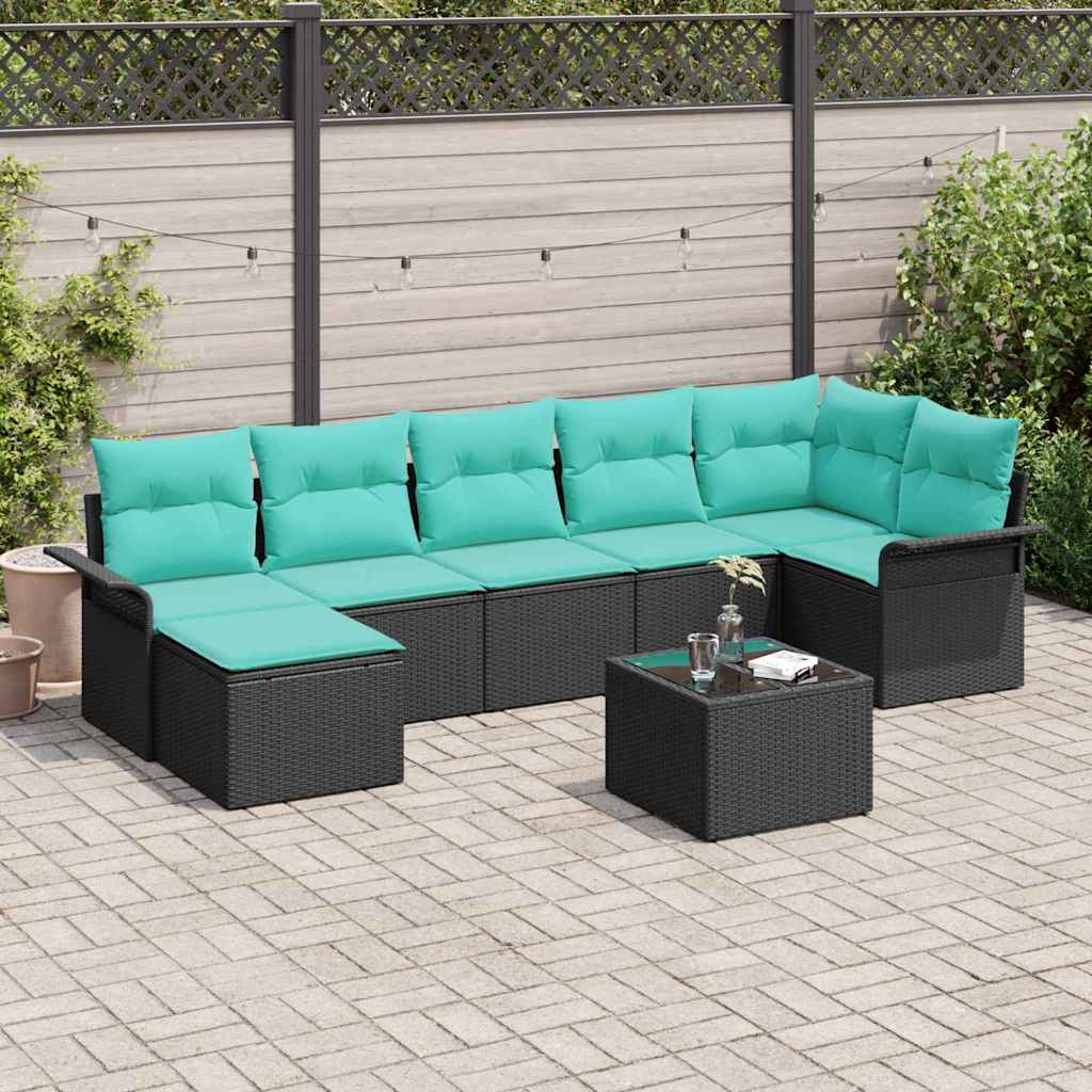 Tuin Sofa Set met opslag 8 pcs Zwart poly rattan is nu te koop bij PeponiXL, paradijselijk wonen!