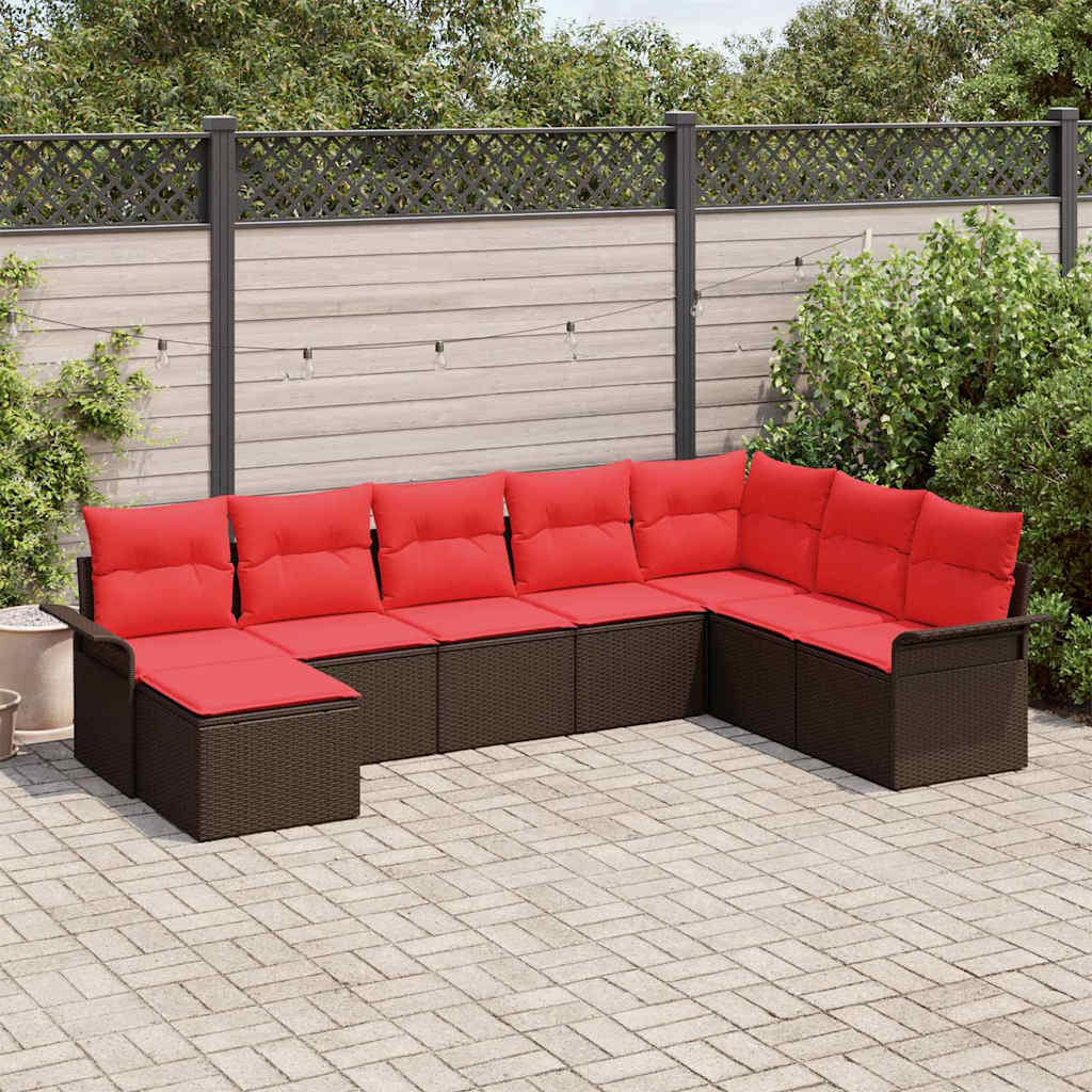 Tuin Sofa Set met kussen met opslag 8 pcs Beige Poly riet is nu te koop bij PeponiXL, paradijselijk wonen!