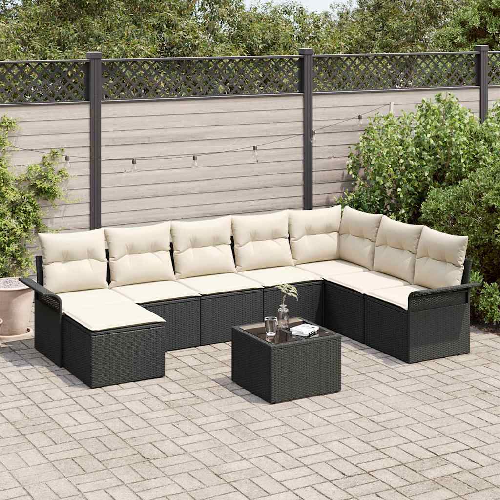 Tuin Sofa Set met kussen met opslag 9 pcs Bruin Poly riet is nu te koop bij PeponiXL, paradijselijk wonen!