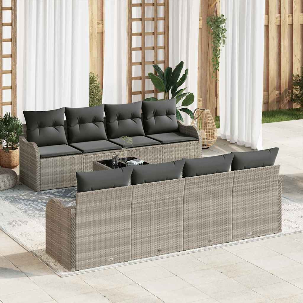 Tuin Sofa Set met kussen 9 pcs Licht Grijs en Donker Grijs is nu te koop bij PeponiXL, paradijselijk wonen!