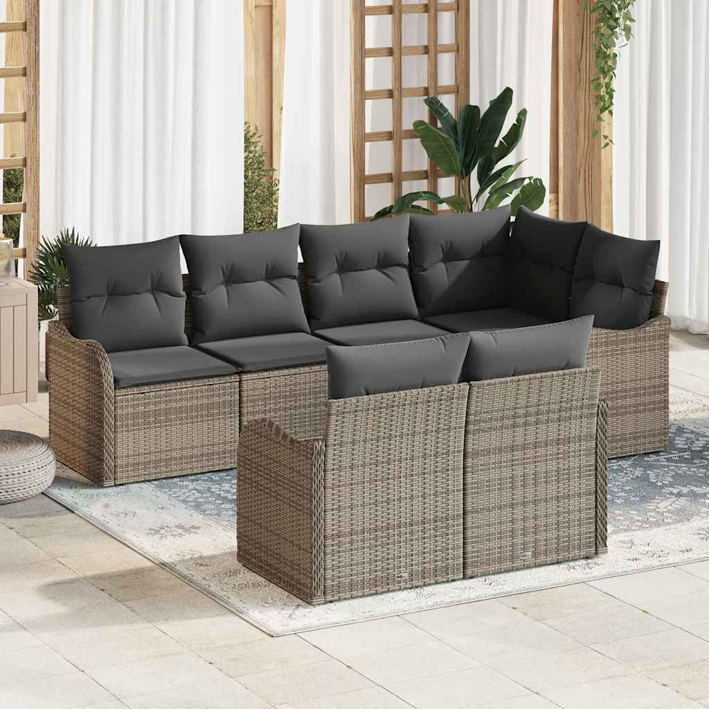 Tuin Sofa Set met opslag 7 pcs Grijs Poly riet is nu te koop bij PeponiXL, paradijselijk wonen!