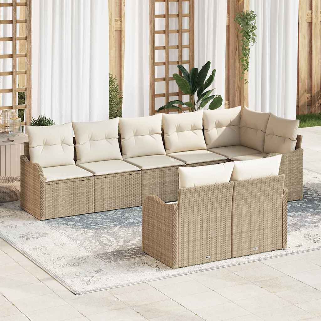 Tuin Sofa Set met opslag 8 pcs Beige en Wit poly rattan is nu te koop bij PeponiXL, paradijselijk wonen!