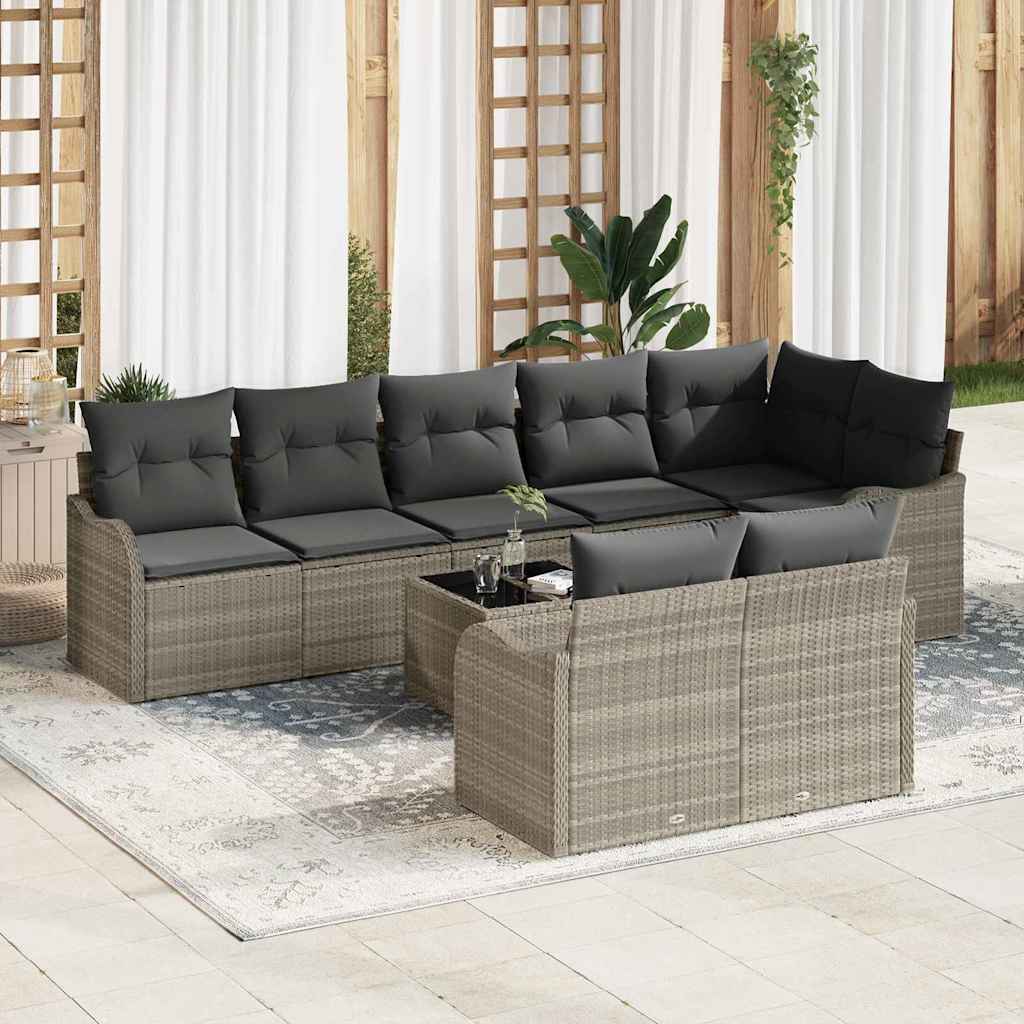 Tuin Sofa Set met kussen 9 pcs Lichtgrijs Poly riet is nu te koop bij PeponiXL, paradijselijk wonen!