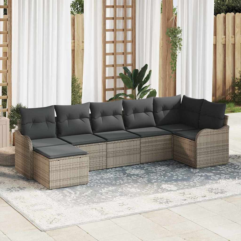 Tuin Sofa Set met opslag 7 pcs Grijs poly rattan is nu te koop bij PeponiXL, paradijselijk wonen!