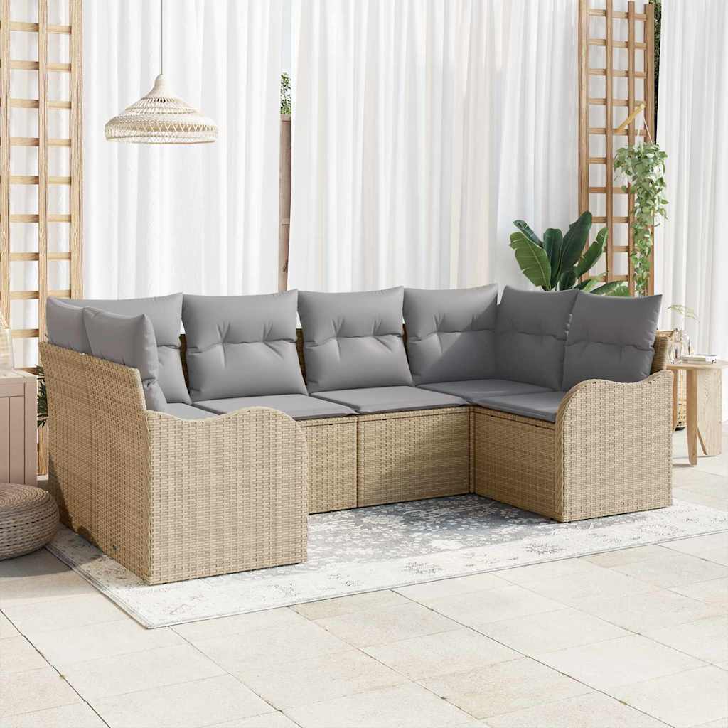Tuin Sofa Set met opslag 6 pcs beige en lichtgrijs Poly riet is nu te koop bij PeponiXL, paradijselijk wonen!