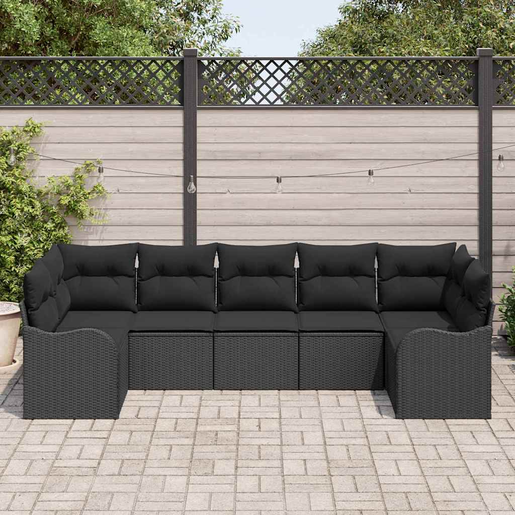 Tuin Sofa Set met opslag 7 pcs Zwart Poly riet is nu te koop bij PeponiXL, paradijselijk wonen!