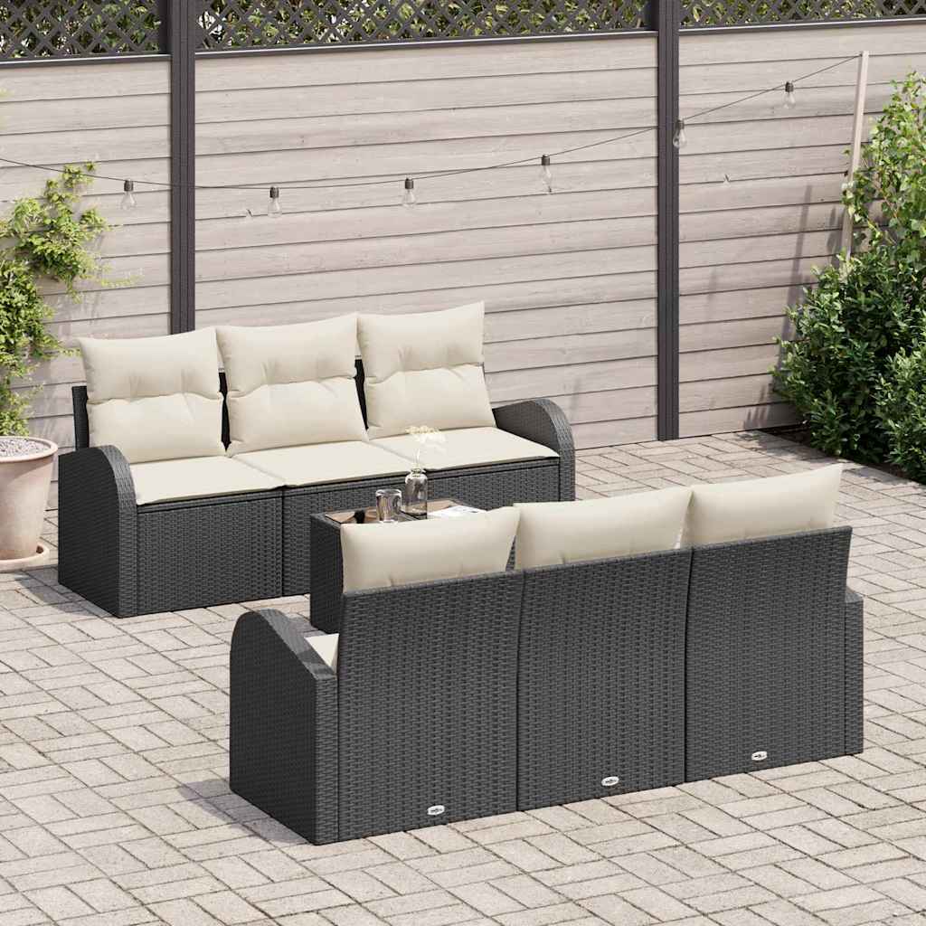 Tuin Sofa Set met opslag 7 pcs Zwart en Crème poly rattan is nu te koop bij PeponiXL, paradijselijk wonen!
