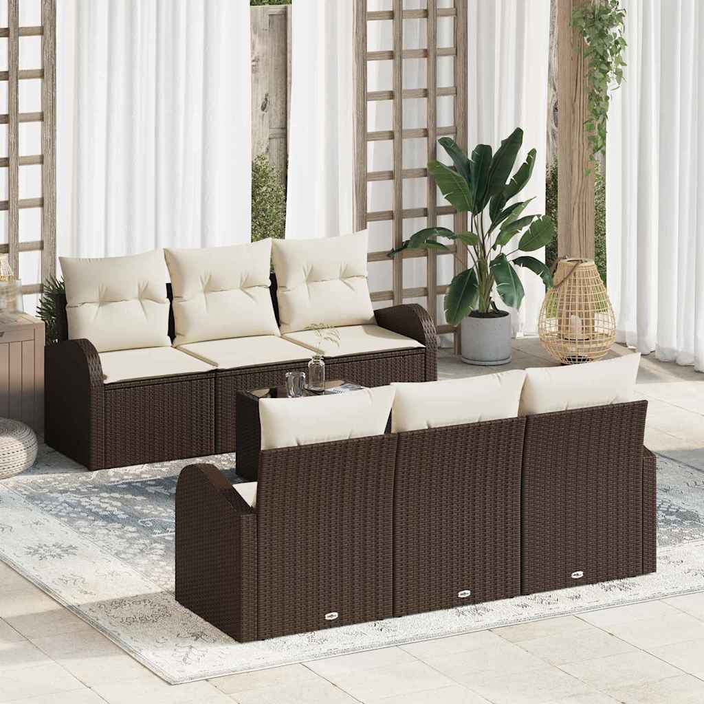 Tuin Sofa Set met opslag 7 pcs Bruin en Crème poly rattan is nu te koop bij PeponiXL, paradijselijk wonen!