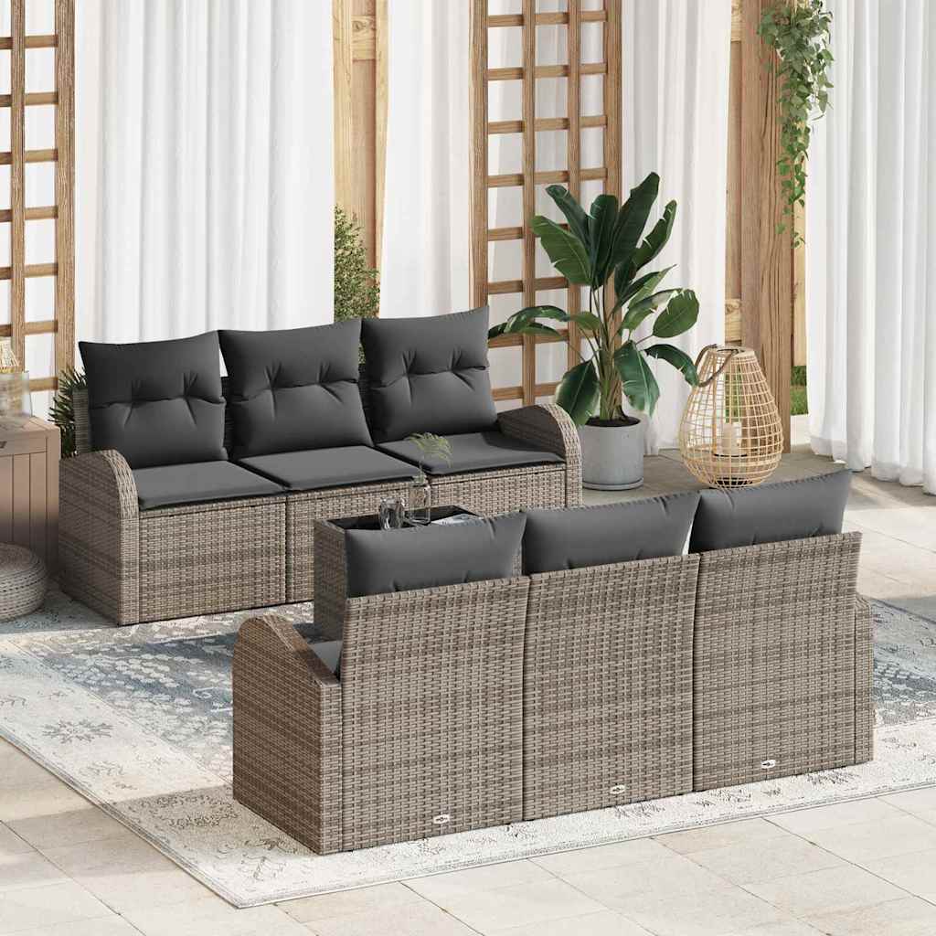 Tuin Sofa Set met opslag met kussen 7 pcs Grijs poly rattan is nu te koop bij PeponiXL, paradijselijk wonen!