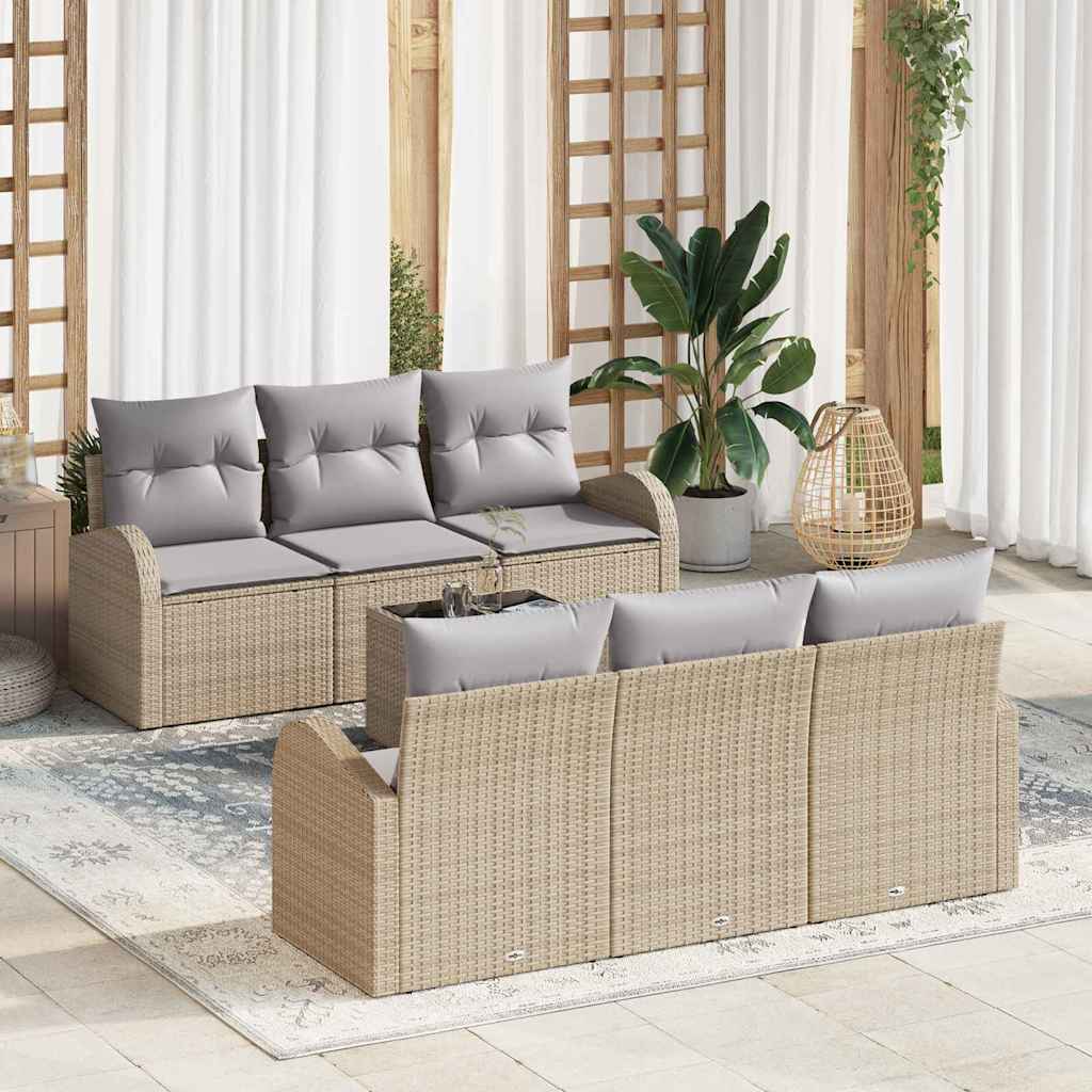 Tuin Sofa Set met opslag 7 pcs Beige en Grijs poly rattan is nu te koop bij PeponiXL, paradijselijk wonen!