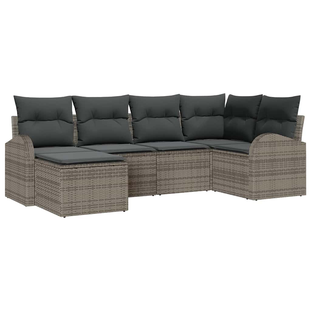 Bankstel met kussen met opslag 6 pcs Grijs poly rattan is nu te koop bij PeponiXL, paradijselijk wonen!