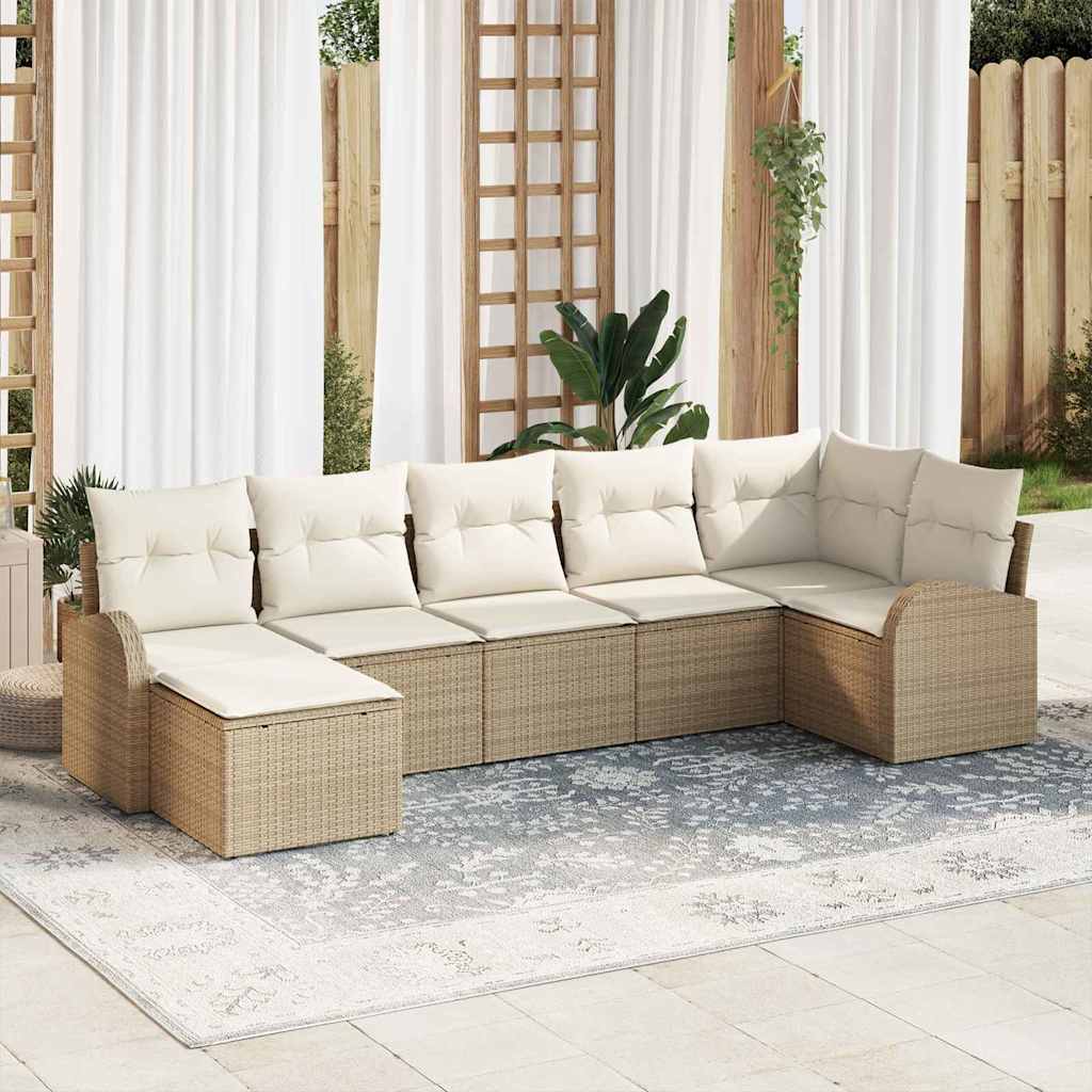 Bankstel met kussen met opslag 7 pcs Beige poly rattan is nu te koop bij PeponiXL, paradijselijk wonen!