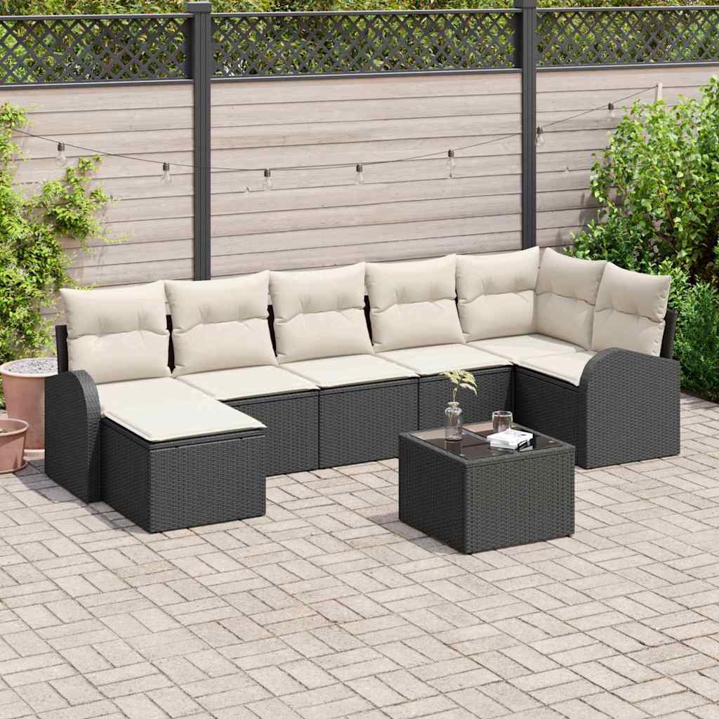 Bankstel met kussen met opslag 8 pcs Zwart poly rattan is nu te koop bij PeponiXL, paradijselijk wonen!
