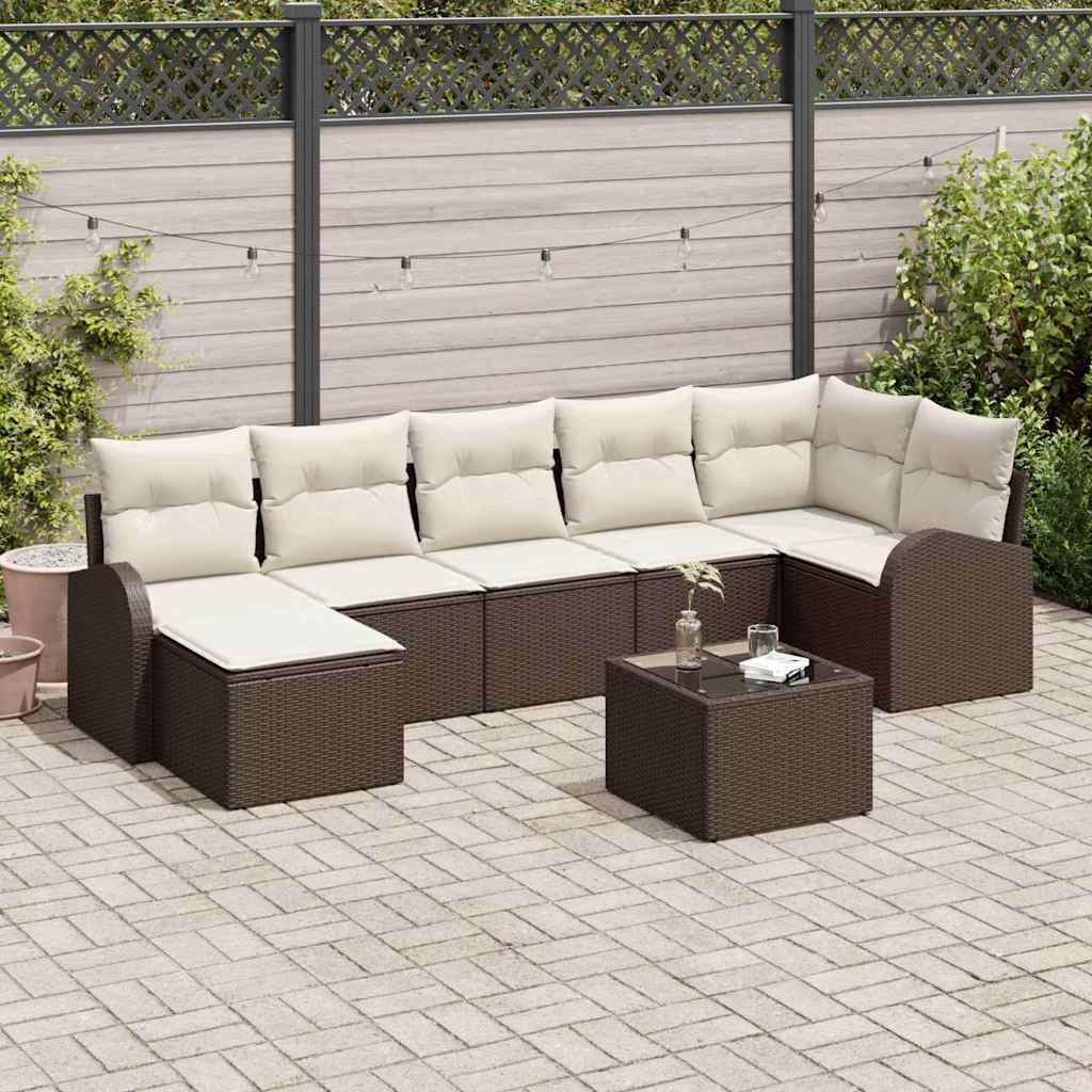 Bankstel met kussen met opslag 8 pcs Bruin poly rattan is nu te koop bij PeponiXL, paradijselijk wonen!