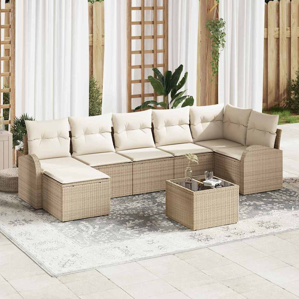 Bankstel met kussen met opslag 8 pcs Beige poly rattan is nu te koop bij PeponiXL, paradijselijk wonen!