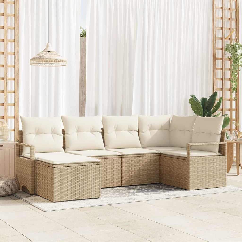 Bankstel met kussen met opslag 8 pcs Beige en Crème poly rattan is nu te koop bij PeponiXL, paradijselijk wonen!
