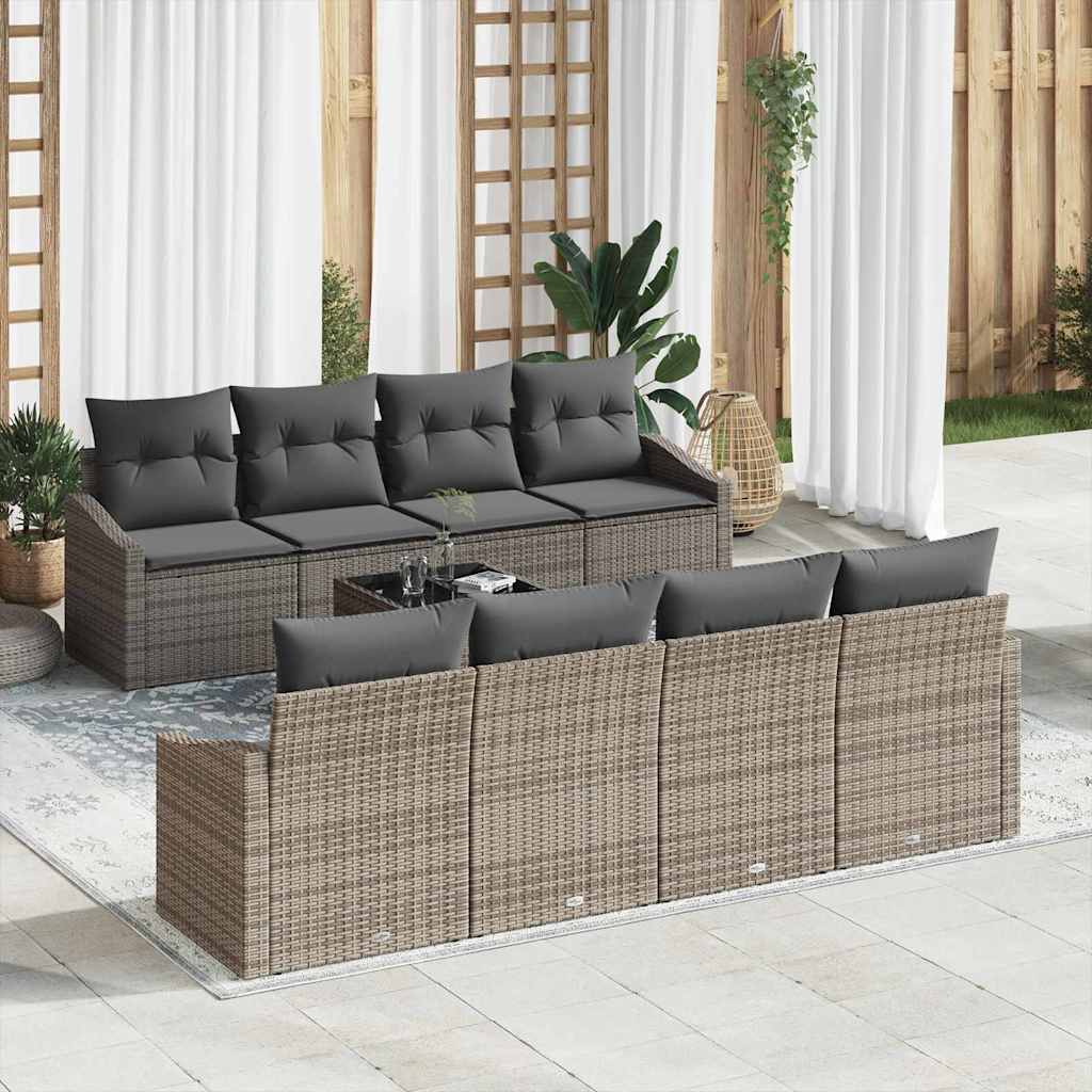 Bankstel met kussen met opslag 7 pcs Grijs poly rattan is nu te koop bij PeponiXL, paradijselijk wonen!
