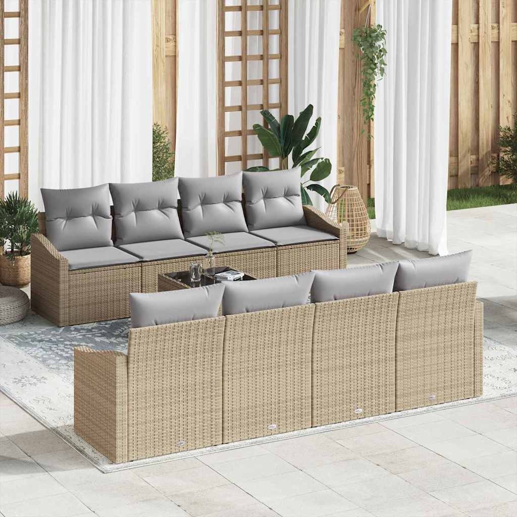 Bankstel met kussen met opslag 7 pcs Beige en Grijs poly rattan is nu te koop bij PeponiXL, paradijselijk wonen!