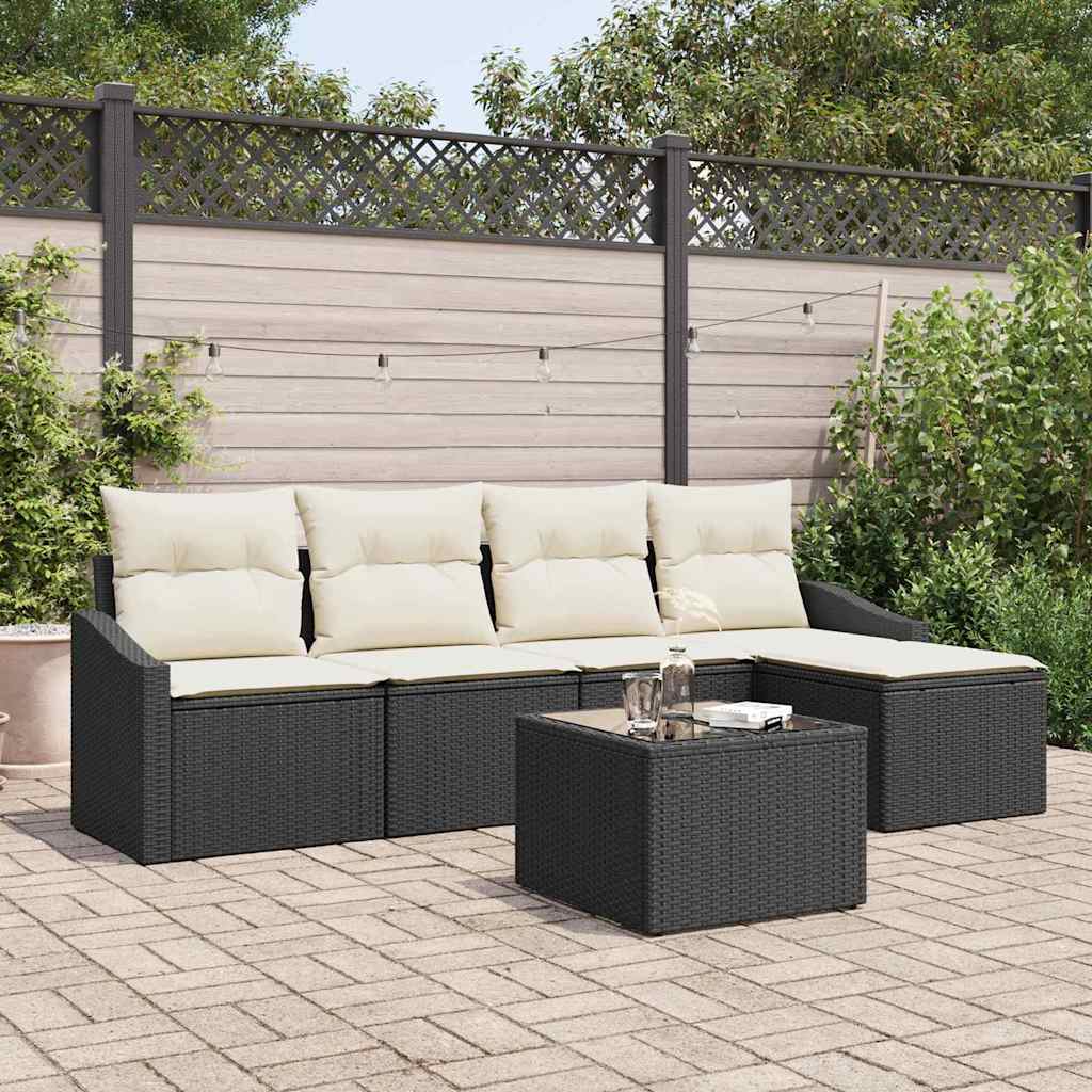 Bankstel met kussen met opslag 5 pcs Bruin en Crème poly rattan is nu te koop bij PeponiXL, paradijselijk wonen!