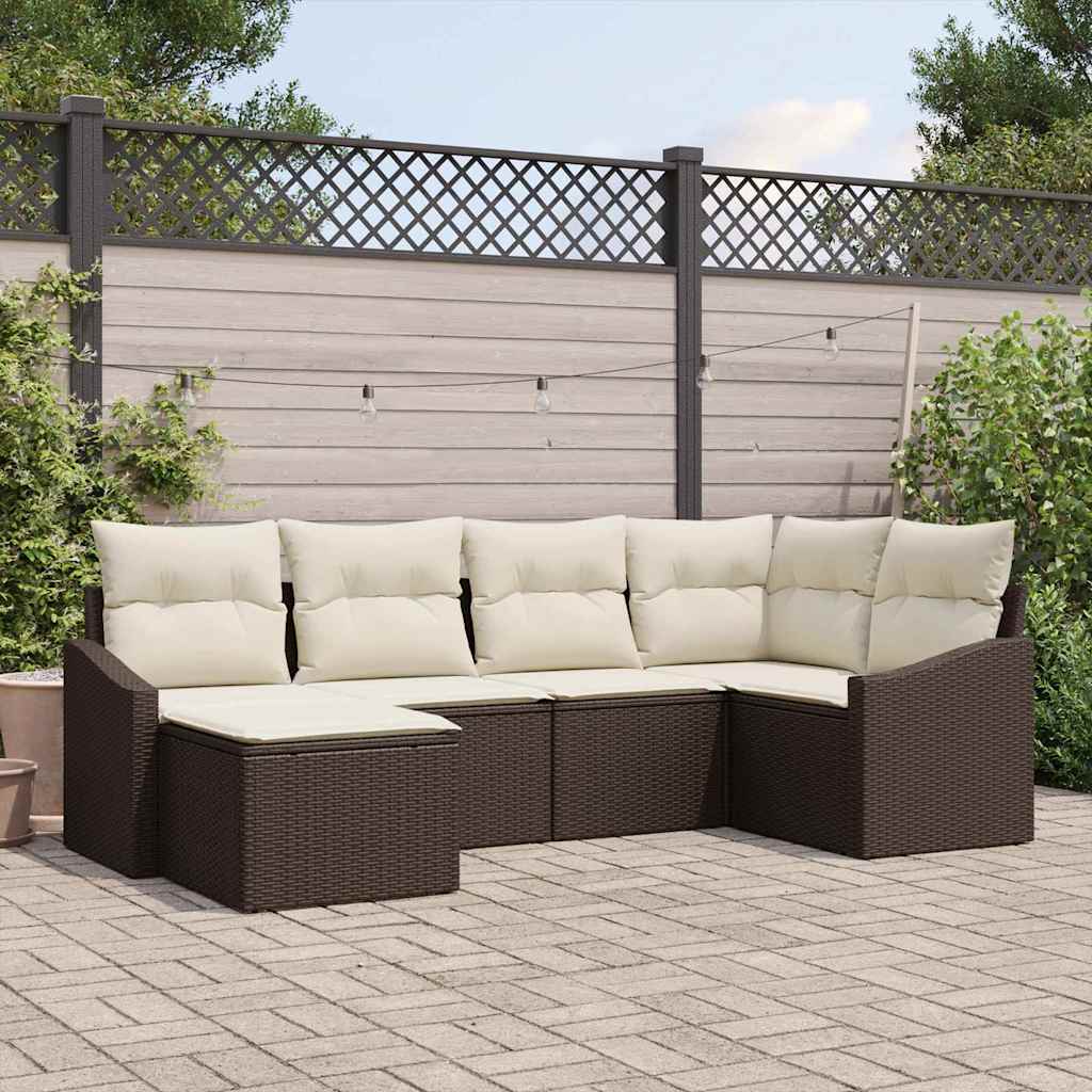 Tuin Eetset met kussen met opslag 6 pcs Bruin en Crème is nu te koop bij PeponiXL, paradijselijk wonen!